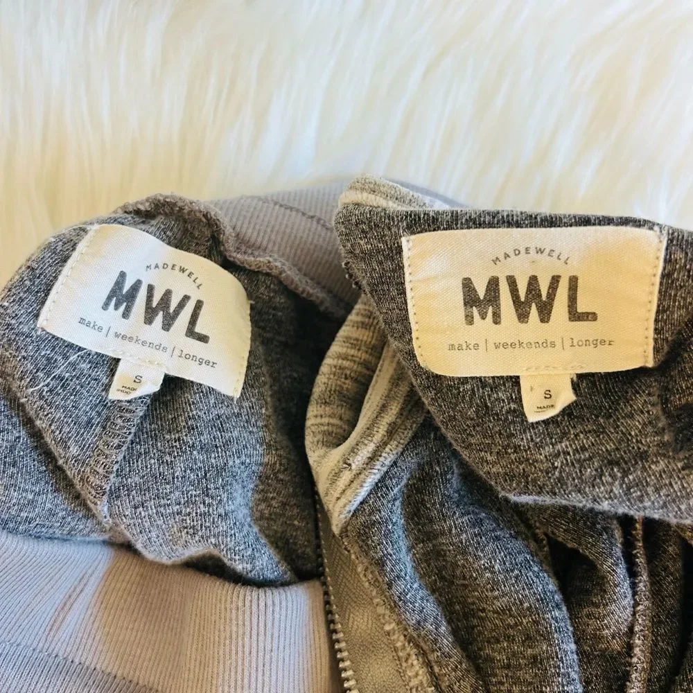 Madewell Velour Space Dyed Gray Slim Jogger 2 Piece Lounge/Travel Set!